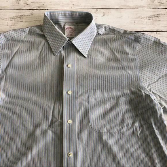 BROOKS BROTHERS 346 Men Striped Long Sleeve Button up Shirt Sz 15 1/2-2/3 - Picture 3 of 10